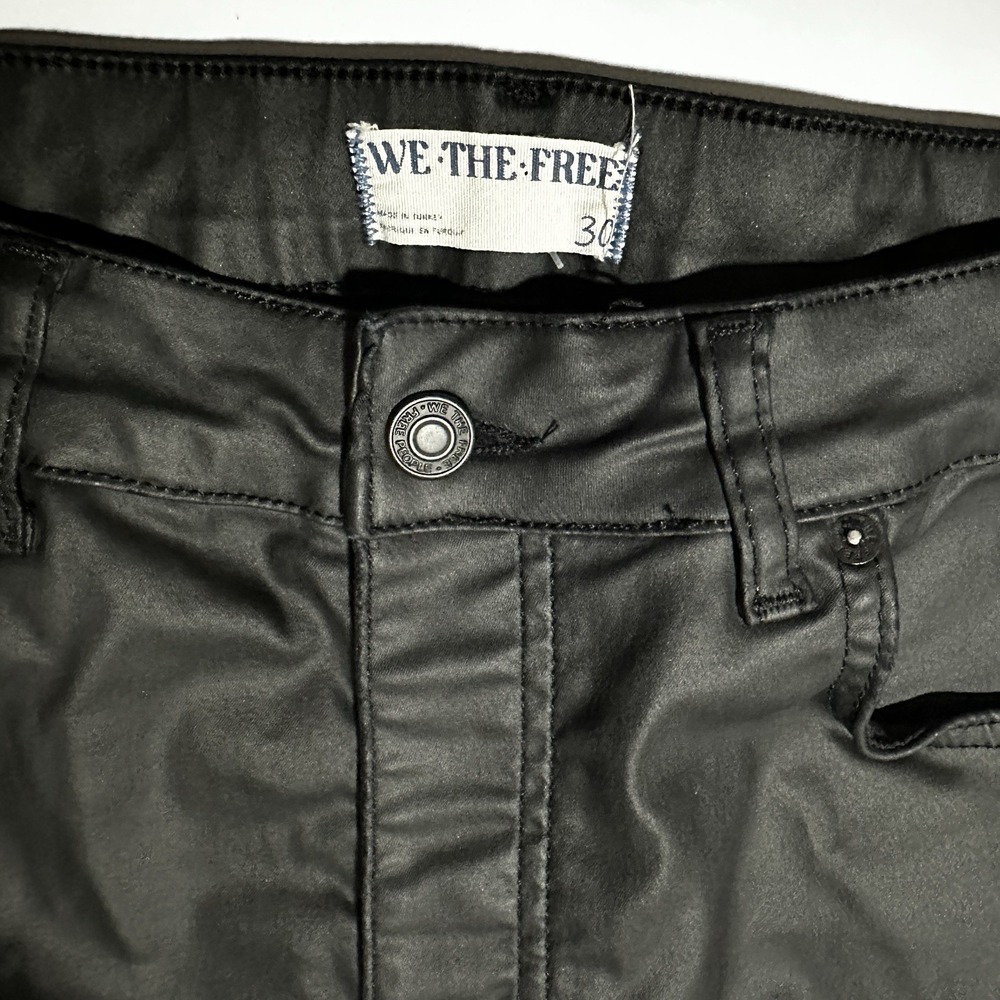 We The Free Pacifica High Rise Slim Matte Black Faux Leather Straight Women Jean